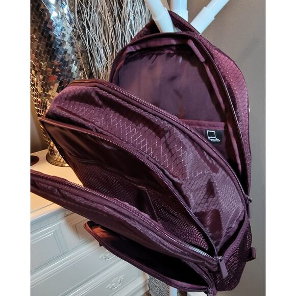 Reebok Spellbinding Maroon Water Resistant Backpack Laptop Bag Multi Pocket NEW - Picture 5 of 11